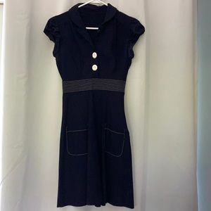 Navy blue white stitching